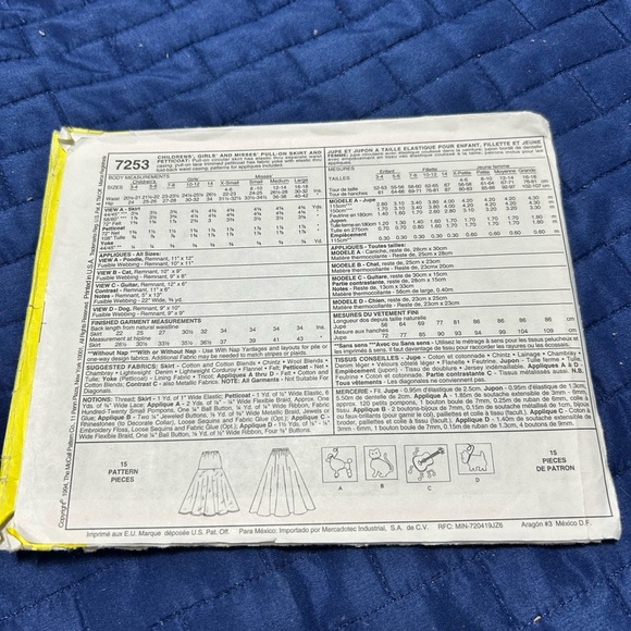 McCall 7253- 3-4-5-6-Kids Poodle Skirt Costume - our of print- uncut - Picture 7 of 7